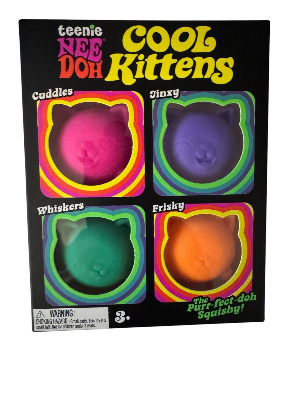 teenie NEE DOH Cool Kittens Squishy Toy Set - Pink, Purple, Green, Orange